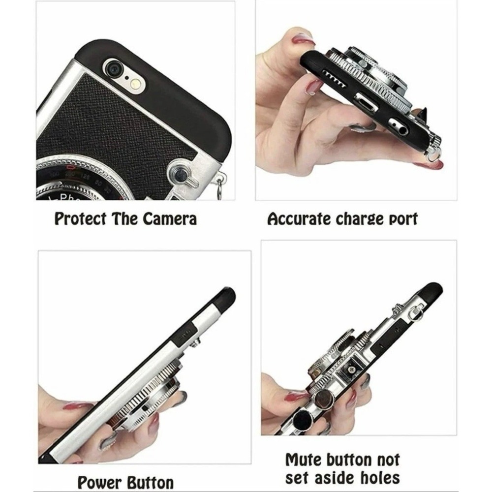 NIB Claire's Black Glitter‎ Camera Phone Case w/ Strap - Fits iPhone 13 Pro Max - Picture 5 of 6